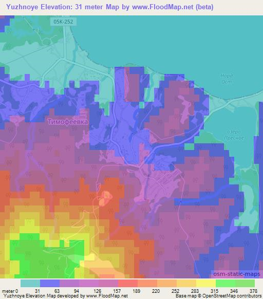 Yuzhnoye,Russia Elevation Map