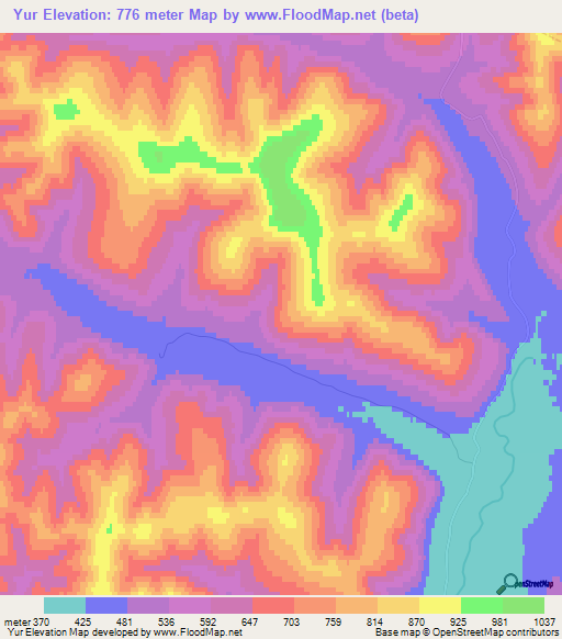 Yur,Russia Elevation Map