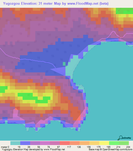 Yugozgou,Russia Elevation Map