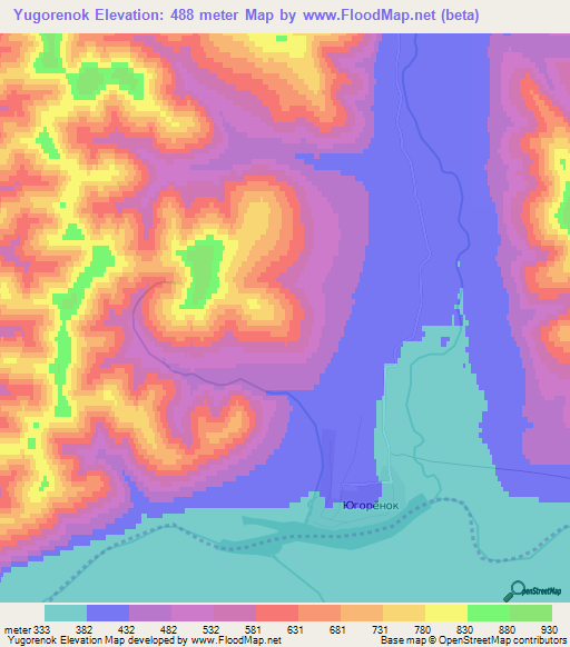 Yugorenok,Russia Elevation Map