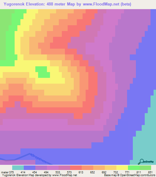 Yugorenok,Russia Elevation Map