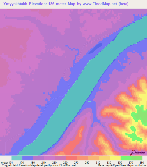 Ymyyakhtakh,Russia Elevation Map