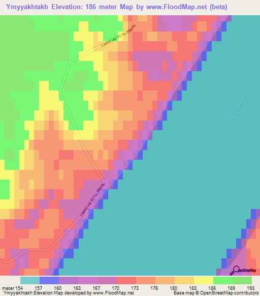 Ymyyakhtakh,Russia Elevation Map