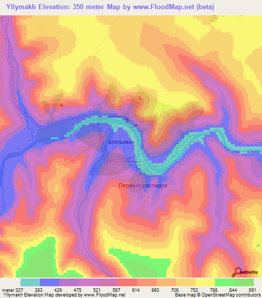 Yllymakh,Russia Elevation Map