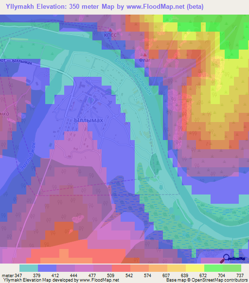 Yllymakh,Russia Elevation Map