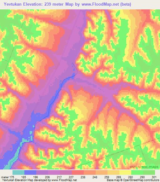 Yevtukan,Russia Elevation Map