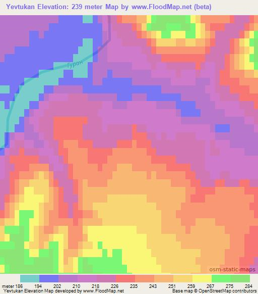 Yevtukan,Russia Elevation Map