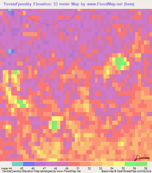 Yevstaf'yevskiy,Russia Elevation Map