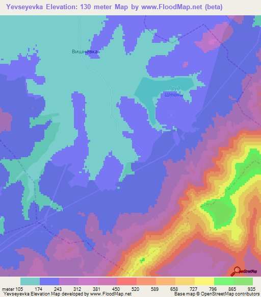 Yevseyevka,Russia Elevation Map