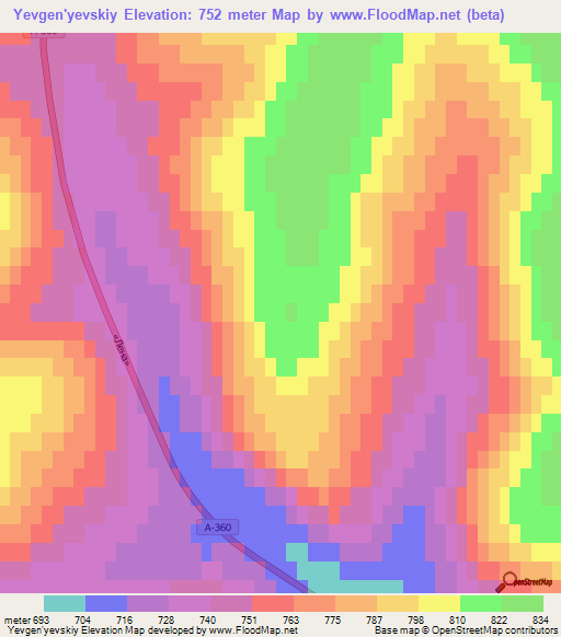 Yevgen'yevskiy,Russia Elevation Map