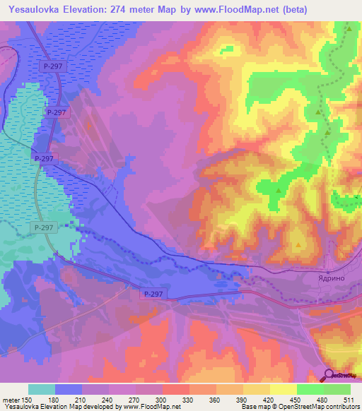 Yesaulovka,Russia Elevation Map