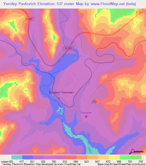 Yerofey Pavlovich,Russia Elevation Map