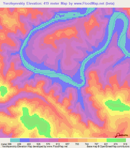 Yerofeyevskiy,Russia Elevation Map