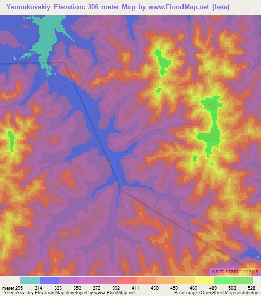 Yermakovskiy,Russia Elevation Map