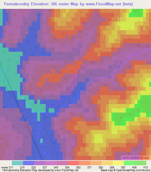 Yermakovskiy,Russia Elevation Map