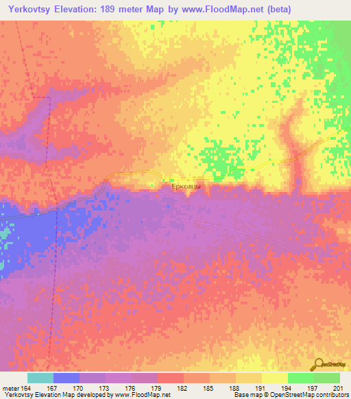 Yerkovtsy,Russia Elevation Map