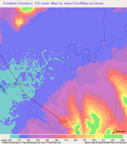 Yerakhta,Russia Elevation Map