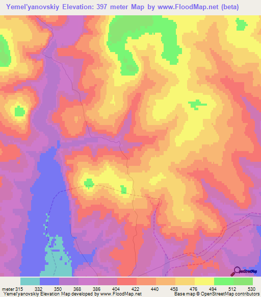 Yemel'yanovskiy,Russia Elevation Map