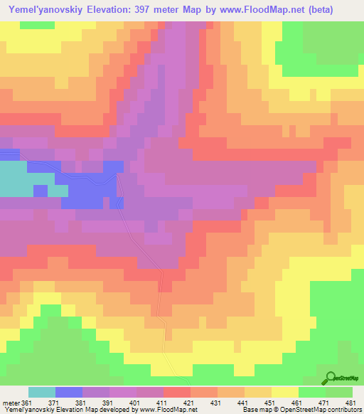 Yemel'yanovskiy,Russia Elevation Map