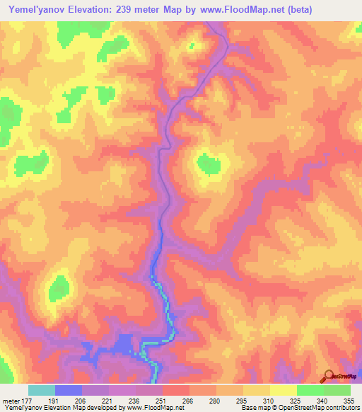 Yemel'yanov,Russia Elevation Map