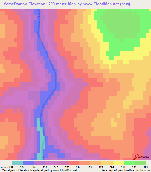 Yemel'yanov,Russia Elevation Map