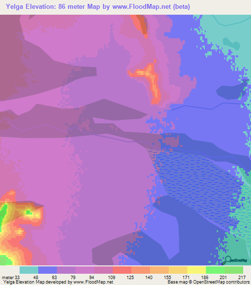 Yelga,Russia Elevation Map