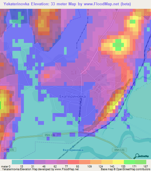 Yekaterinovka,Russia Elevation Map