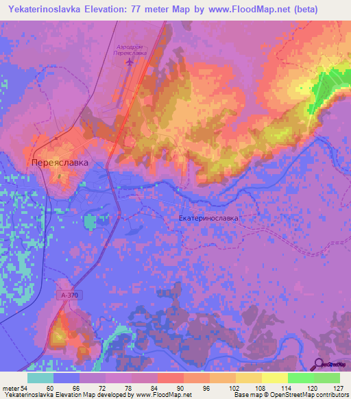 Yekaterinoslavka,Russia Elevation Map