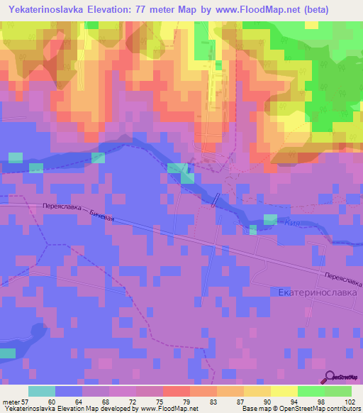 Yekaterinoslavka,Russia Elevation Map