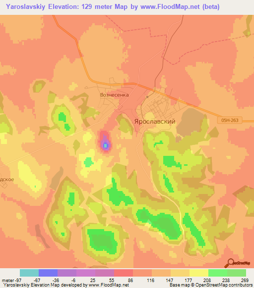 Yaroslavskiy,Russia Elevation Map