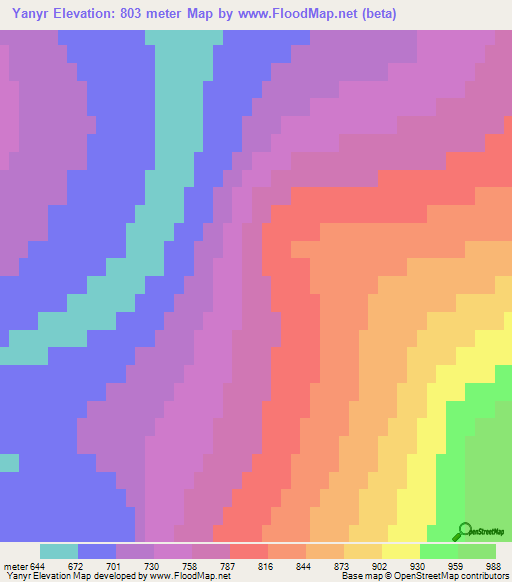 Yanyr,Russia Elevation Map