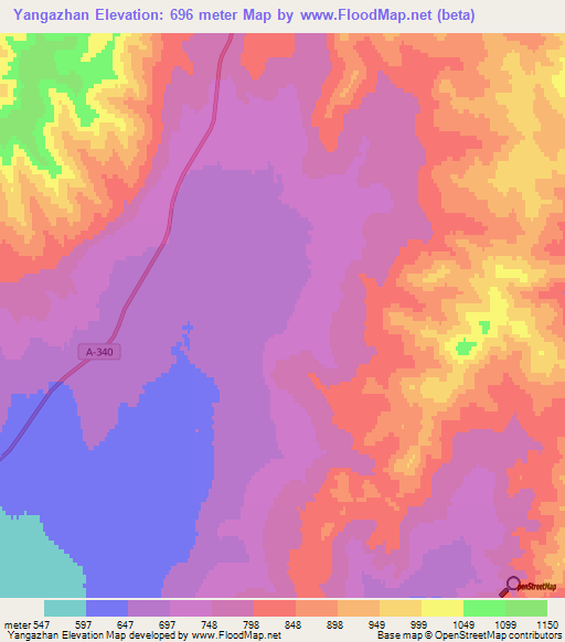 Yangazhan,Russia Elevation Map