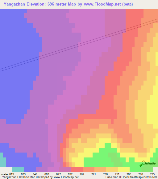 Yangazhan,Russia Elevation Map