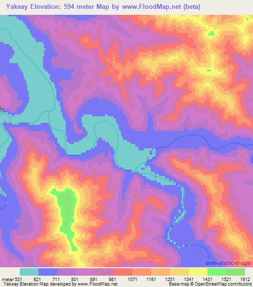 Yaksay,Russia Elevation Map