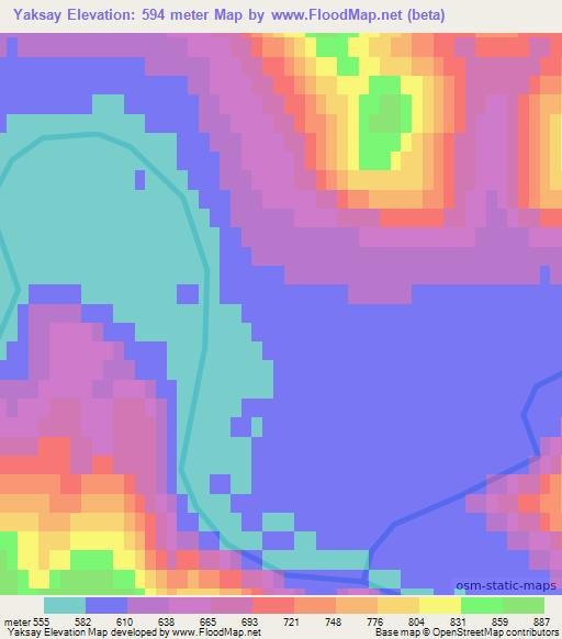 Yaksay,Russia Elevation Map