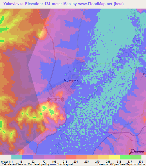 Yakovlevka,Russia Elevation Map