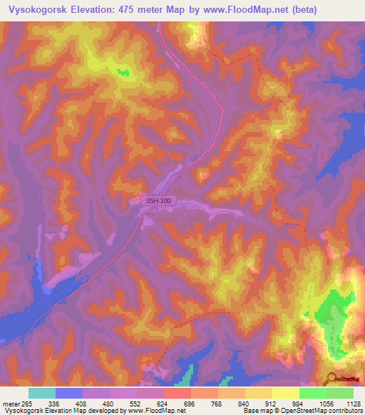 Vysokogorsk,Russia Elevation Map