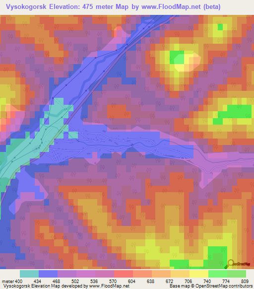 Vysokogorsk,Russia Elevation Map