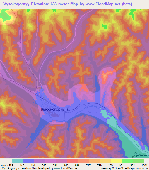 Vysokogornyy,Russia Elevation Map