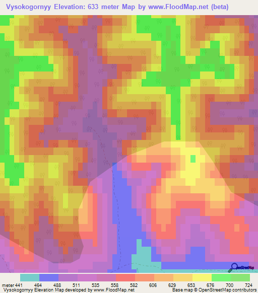 Vysokogornyy,Russia Elevation Map