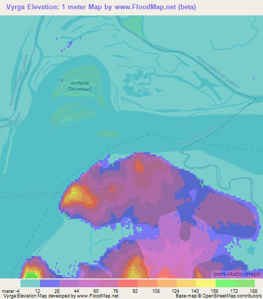 Vyrga,Russia Elevation Map