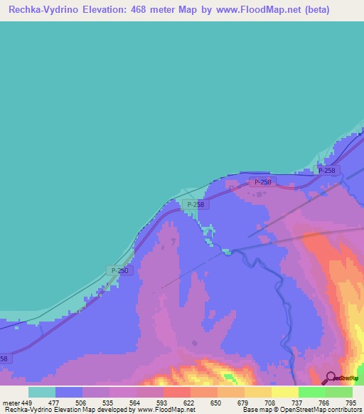 Rechka-Vydrino,Russia Elevation Map