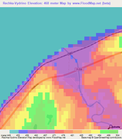 Rechka-Vydrino,Russia Elevation Map