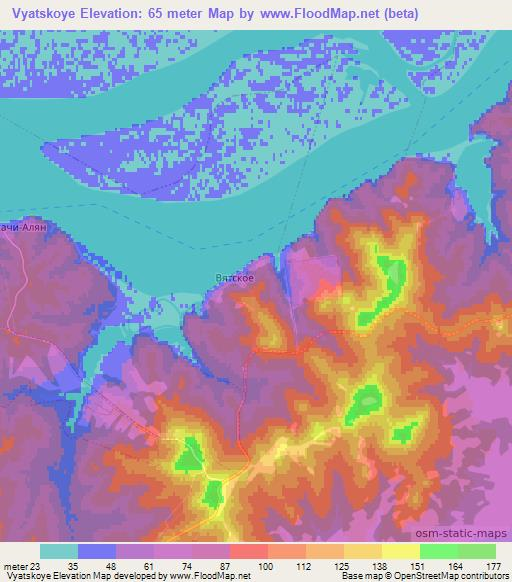 Vyatskoye,Russia Elevation Map