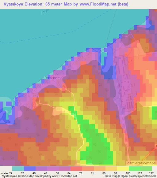 Vyatskoye,Russia Elevation Map