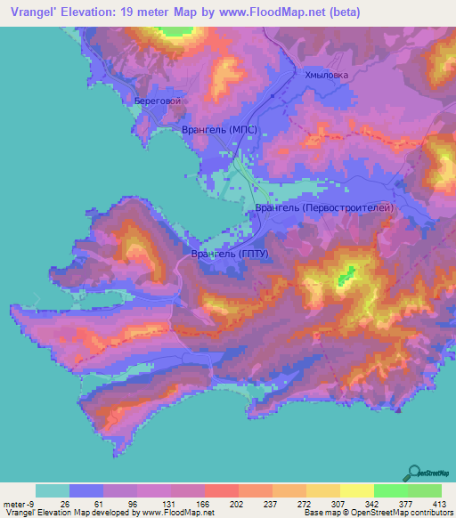 Vrangel',Russia Elevation Map