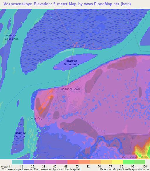 Voznesenskoye,Russia Elevation Map