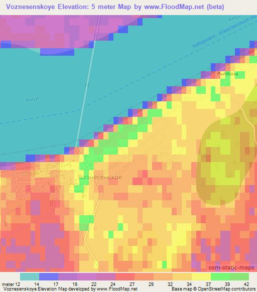 Voznesenskoye,Russia Elevation Map