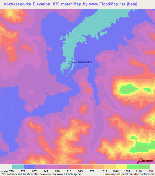 Voznesenovka,Russia Elevation Map