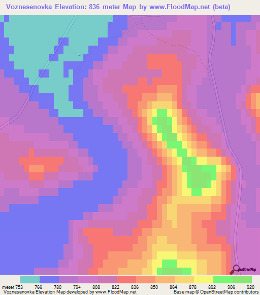 Voznesenovka,Russia Elevation Map